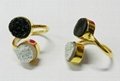 Silver & Black Druzy 10mm Round Adjustable Silver Gold Plated Ring 4
