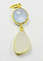 Blue Chalcedony & White Druzy Gold