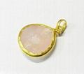 Rose Quartz Bezel setted Gold Plated Silver Pendant With Box Chain 5