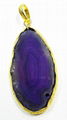 Dark blue Agate slice Gold Plated Silver Pendant  1