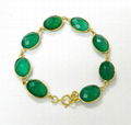 Green Onyx Oval Bezel Setted Gold plated Silver Bracelet 2