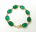 Green Onyx Oval Bezel Setted Gold plated Silver Bracelet 3