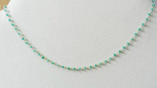 Apatite Hydro Roundel Facet Handlinked Silver 18 inch Chain 2