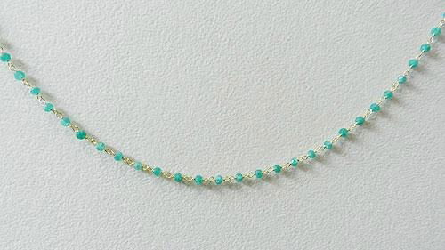 Apatite Hydro Roundel Facet Handlinked Silver 18 inch Chain 5