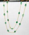 Green onyx Fancy Uneven Bezel Setting Gold plated Brass Long chain Necklace 1