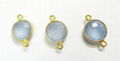 Blue Chalcedony 12mm Round Double loop silver gold plated connector 3