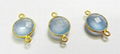 Blue Chalcedony 12mm Round Double loop silver gold plated connector 4