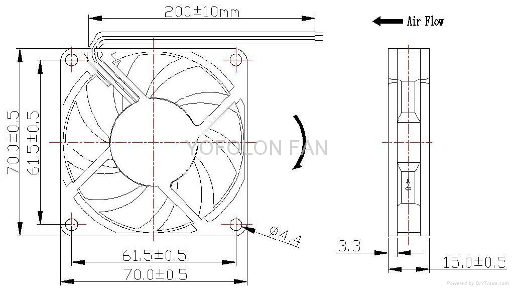 70x70x15mm 12V Axial Cooling Fan 2