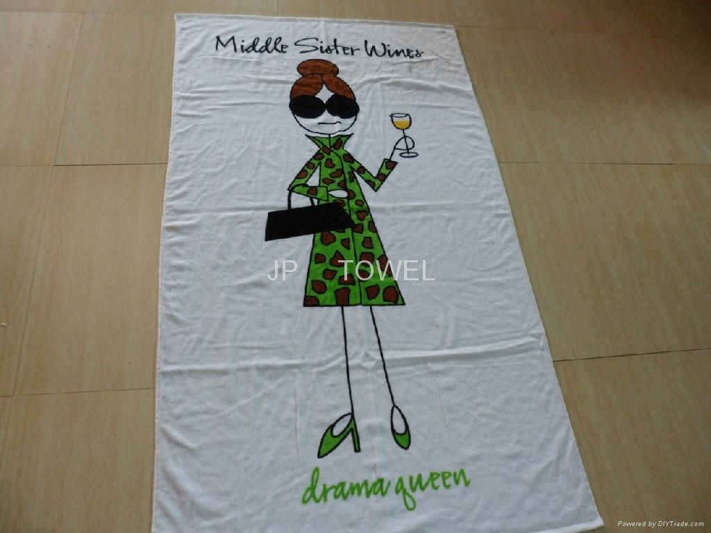 100% Cotton Custom Velour Reactive Printed Beach Towel 2