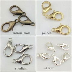 12mm zinc alloy jewelry findings lobster clasp hook 100PCS silver gold antique