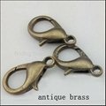  12mm zinc alloy jewelry findings lobster clasp hook 100PCS silver gold antique  3
