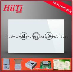 US Standard Fashion Design Crystal Glass Touch Panel Light Switches Dimmer
