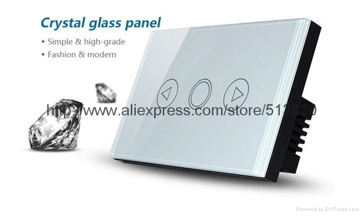 US Standard Fashion Design Crystal Glass Touch Panel Light Switches Dimmer 2