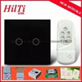 EU UK style Crystal tempered glass panel 2 gang touch light switch with wireless 1