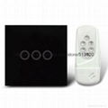 wireless remote control touch switch &light switch 3 gang with crystal tempered  3