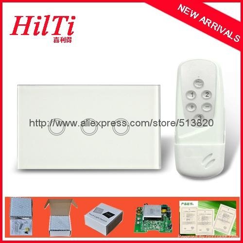US Standard 3 gang touch wall switch with remote control