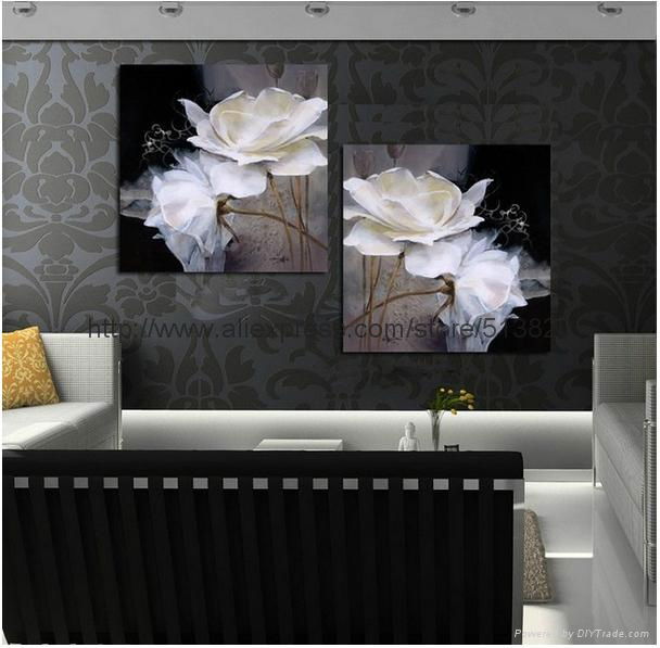  Modern Wall Painting white Flowers Home Decorative Art Picture Paint on Canvas 