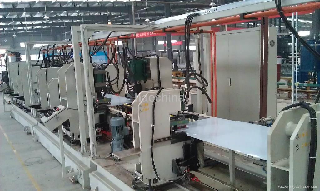 Side board production line and freezer assembly line with side board bending 4