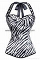  Gothic halter overbust zebra print black & white corset 1