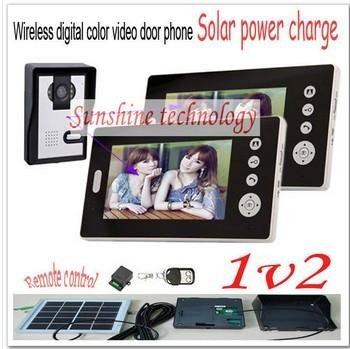 New Solar power charger Wireless 7inch photo-memory video door phone intercom  2