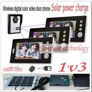New Solar power charger Wireless 7inch photo-memory video door phone intercom  3