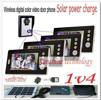 New Solar power charger Wireless 7inch photo-memory video door phone intercom  4