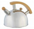 2.5L Stainless Steel Whistling Kettle With Wood handle (KT14) 1