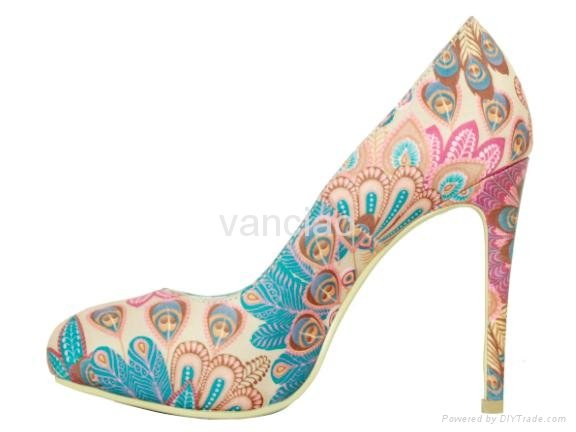 New Womens Colorful Feature Pattern High Heel Sexy Pumps 2
