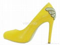 Yellow Patent High Heel Diamond Flowers Platform Pumps 2