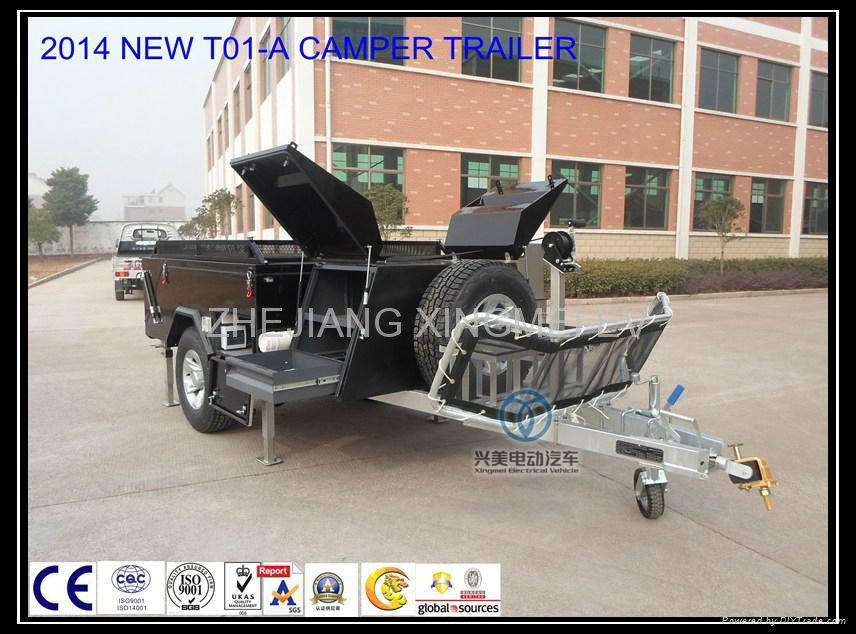  Off road backward folding hard floor camping trailer with carry rack upon 
