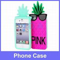 Pink Victoria's Secret 3D Pineapple Silicone Soft Back Cases for iPhone 5S 4S