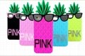 Pink Victoria's Secret 3D Pineapple Silicone Soft Back Cases for iPhone 5S 4S 2