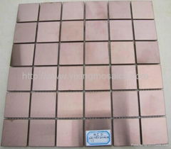 interior wall paneling wood,square 8mm metal copper color products wall mosaic 