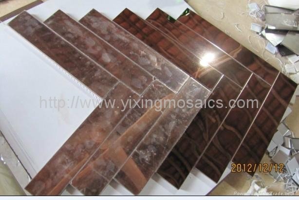 interior wall paneling wood,square 8mm metal copper color products wall mosaic  3