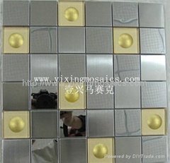 3D effect glass mosaic tiles mix metal mosaic tiles for wall decoration