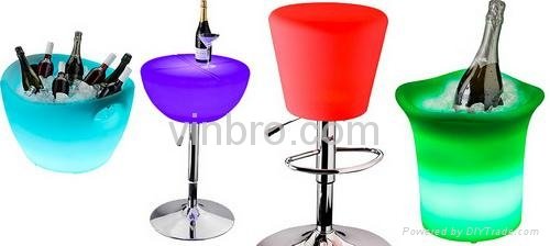 VinBRO Custom Modern/Antique Bar Stool Table Set Furniture LED Ice Buckets Wood 3