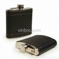 VinBRO oz Pocket Men/Women Stainless Steel/Leather Hip Flasks Liquor Mugs 3