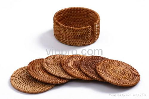VinBRO Custom Wooden Bamboo Natural Sandstone Silicone Cork Rubber Cup COASTERS 