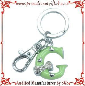 Green Metal Letter Key Chain with Colorful Epoxy G