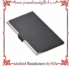 Silver Aluminum Name Card Case with Black Cover