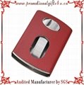 Pushed Red Leather Metal Business Name Card Holder 1