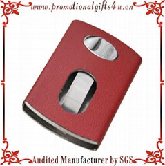 Pushed Red Leather Metal Business Name