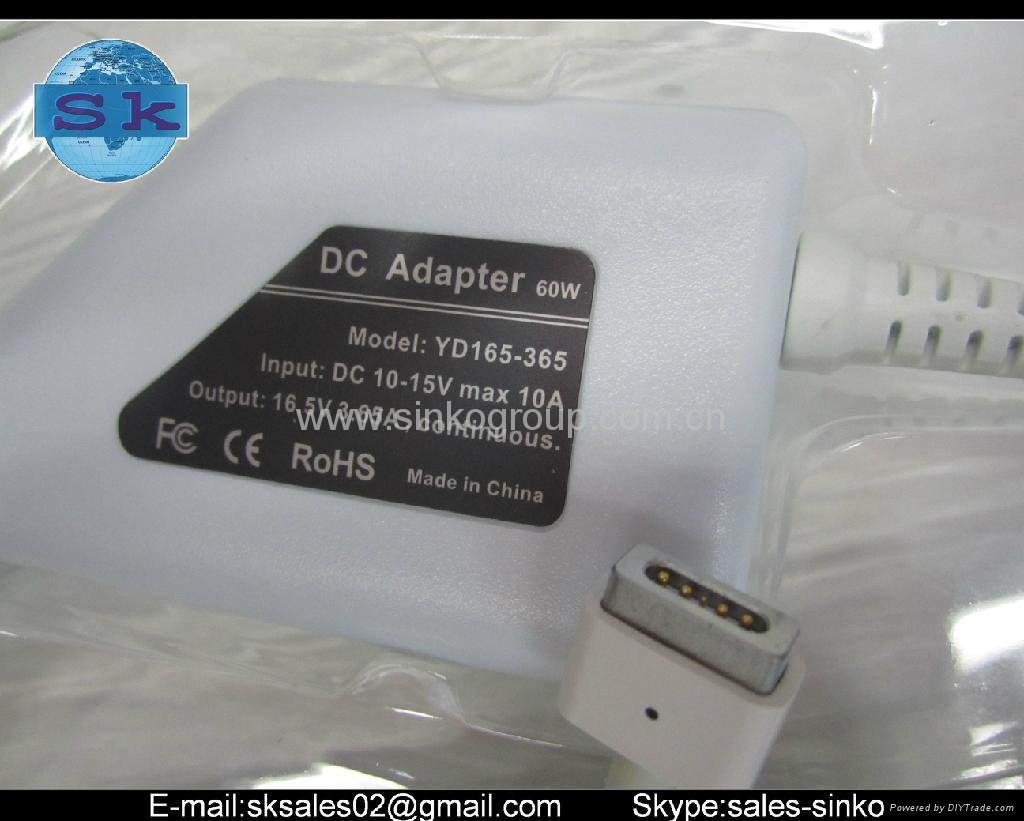 60W car adapter for apple magsafe 16.5V 3.65A 3