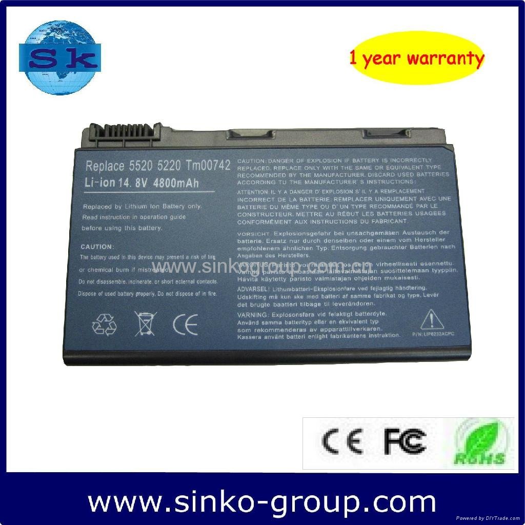 14.8V 4800mAh notebook li ion batteries for acer 5520 5220 5310 TM00742 TM00741