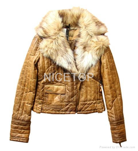 Garment dyeing Retro Winter faux leather cotton-padded coat
