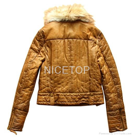 Garment dyeing Retro Winter faux leather cotton-padded coat 2