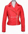 Flame red color fur biker jacket 1