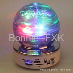 Portable Speaker with LED Rotating Ball, support USB/TF/FM Radio