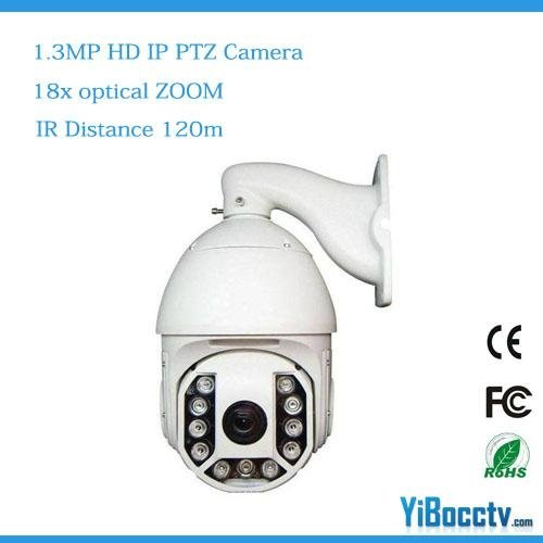 1.3 Megapixel IP HD PTZ Dome Camera IR infrared distance 120M IP66 for outdoor