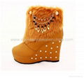 autumn boots Women fashion fox fur snow boots women's shoes thermal cotton-padde